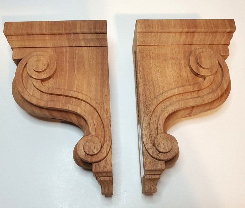 TWO Ekena Millwork COR03X06X10TSGM Boston Traditional Scroll Mahogany Corbels