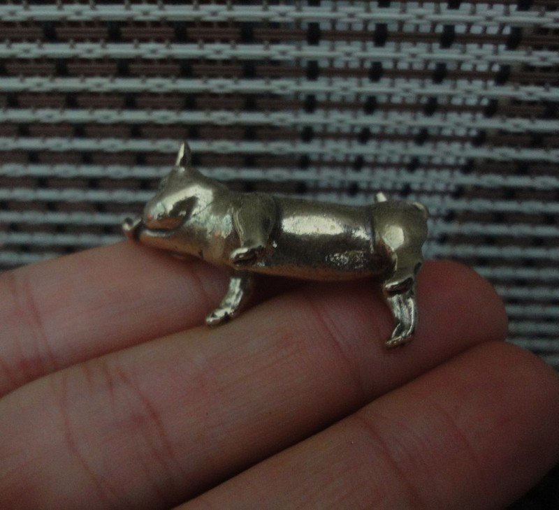 Solid Brass Statue Mini Golden Pig Figurine: Vintage Style Home Garden Decor gallery