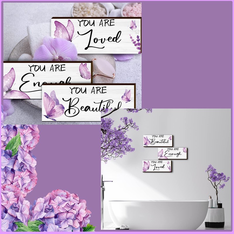 3 Pcs Butterfly Wooden Hanging Wall Art Positive Quotes Butterfly Wall Art Pr... gallery