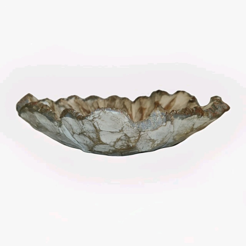 Faux Wood Flower Shape Bowl Coffee Table Entryway Home Decor Resin Centerpiece gallery