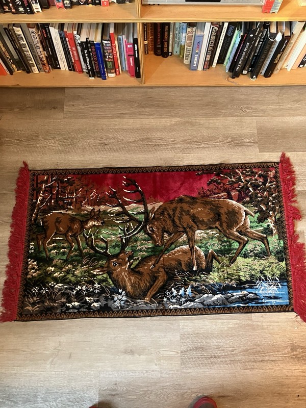 Wall Tapestry Deer In The Woods Vintage Style Velvet 25×44
