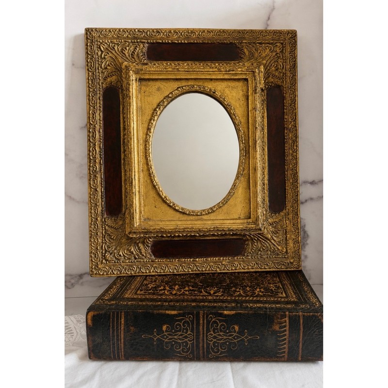 Vintage Gold Framed Wall Mirror French Chateau Hollywood Regency