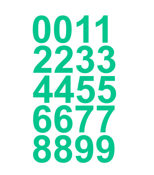 2″ Inch Premium Mailbox Number Vinyl Decal Sticker Sheet (Teal)