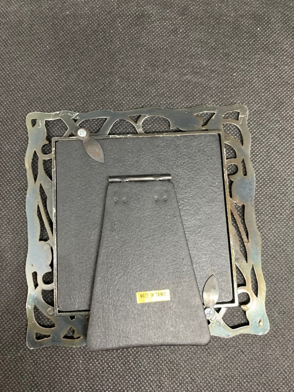 Vintage Floral Photo Frame Mini Picture 3"x 3" Taiwan Metal Standing 1994 gallery