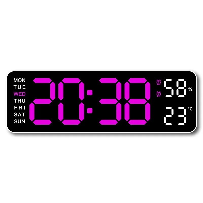 Large LED Digital Display Wall Desk Alarm Clock With Calendar Temperature Date