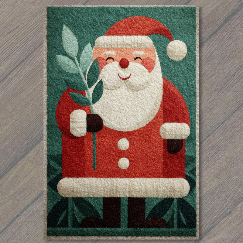 Art Print Santa Claus Holding Mistletoe Modern Holiday Christmas Cheer Festive