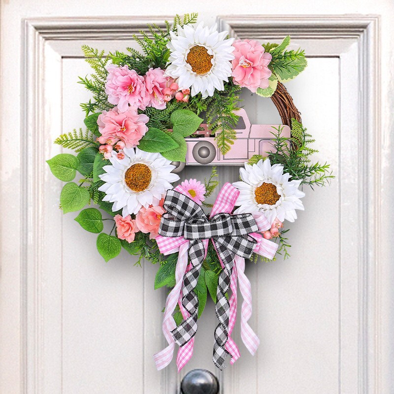 Artificial Wreath for Front Door or Porch, Multicolor Flower