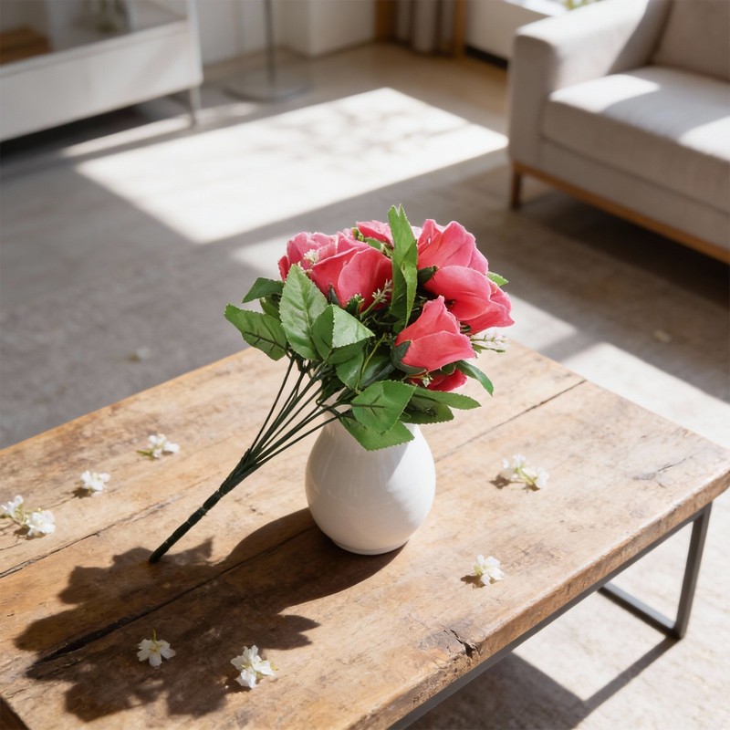 Striking 10 Heads Silk Rose Bud Bunch for Wedding and Home Outdoor Use gallery