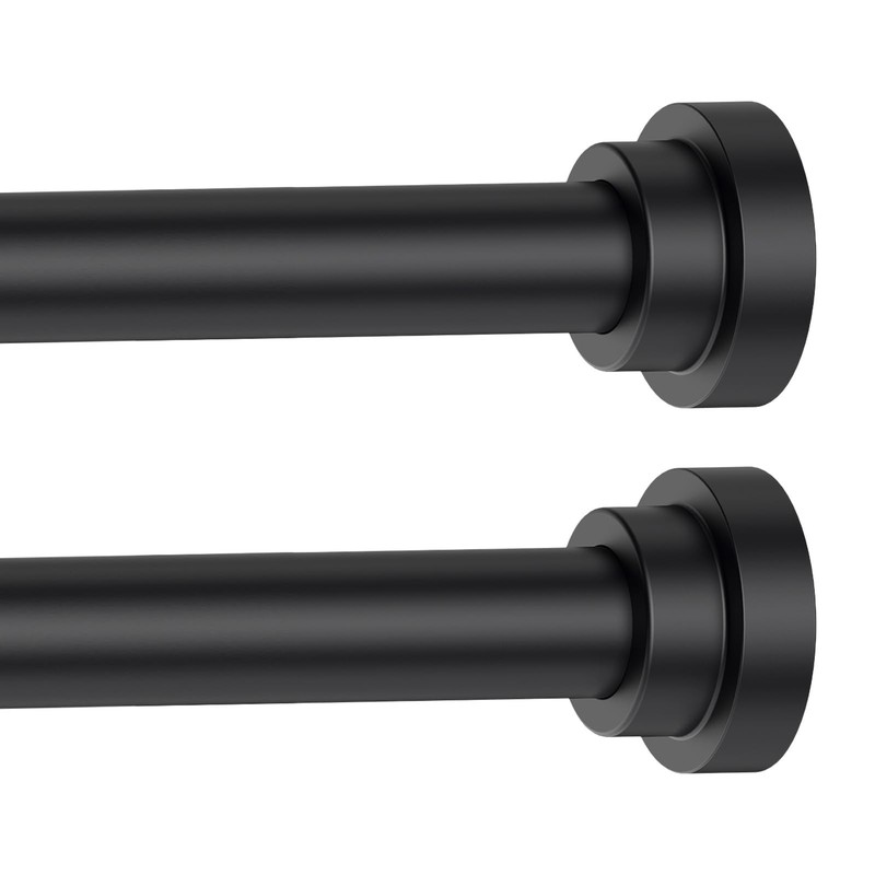 Black Curtain Rods for Windows 28 to 48 Inch, 2 Pack 5/8″ Diameter Heavy Duty…