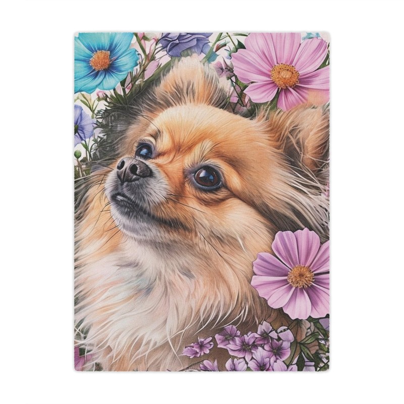 Microfiber Blanket - Pomeranian design, cozy throw for dog lovers, pet themed