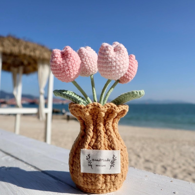 Soft Pink Crochet Tulip Plant - Ideal Gift for Birthdays and Mother's Day gallery