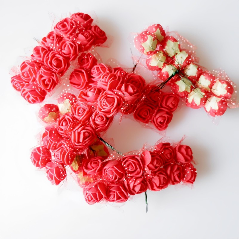 Mini Foam Roses Artificial Flowers Bulk 144 PCS Red Small Head Craft Decor gallery