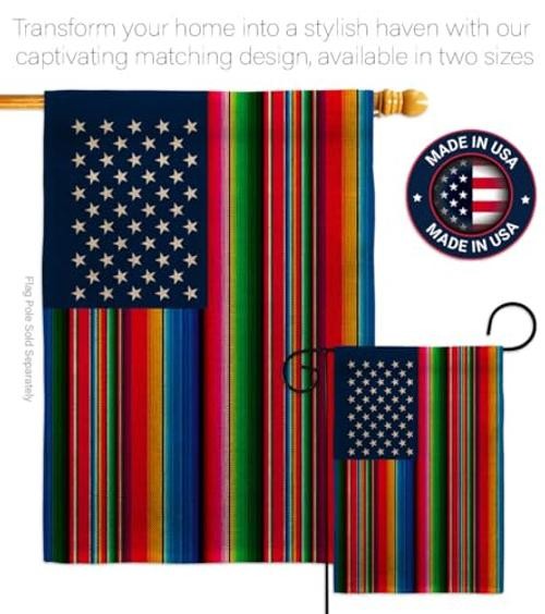 Mexican Serape Blanket American Burlap Flag House 2 Pcs Pack Burlap Wall gallery