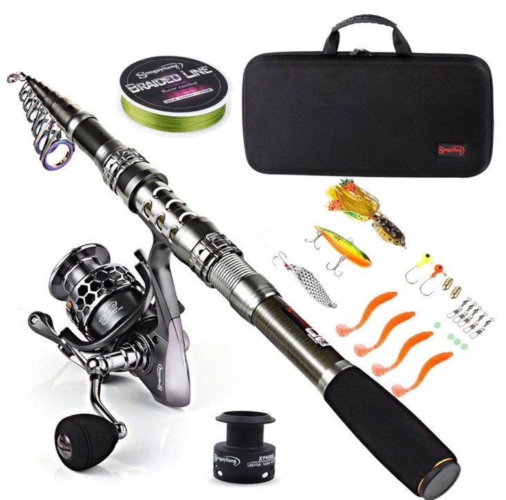 Fishing Rod Combo 5.91FT Telescopic Spinning Reel Carrier Bag Sougayilang Combos