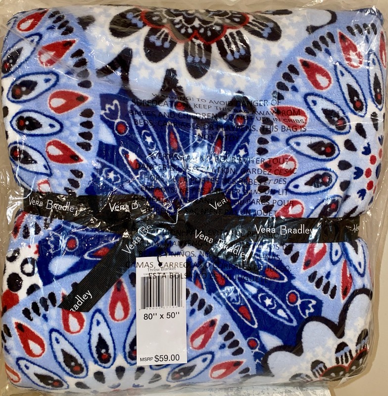 VERA BRADLEY Throw Blanket Fleece FIREWORKS MEDALLION 80 x 50 NWT #12408-R46