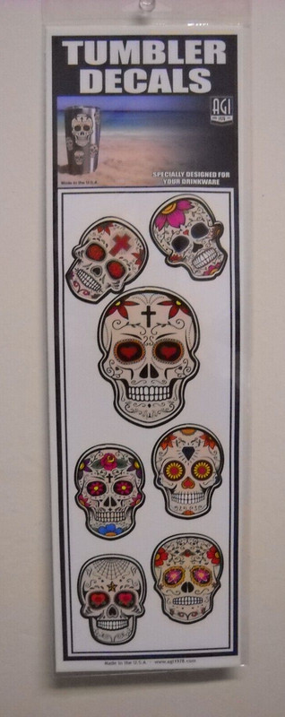 AGI Tumbler Decals Series Bright Colorful Sugar Skulls 7 Stickers