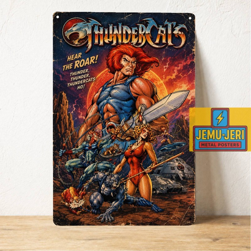 Thundercats Bauhaus Art Metal Poster Tin Sign Retro 80s Cartoon Wall Decor