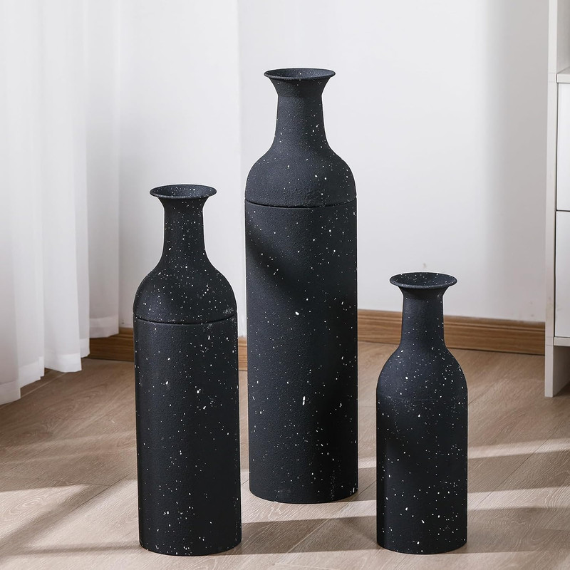 Set of 3 Tall Metal Floor Vases for Home Decor – 27/20/16 Inches
