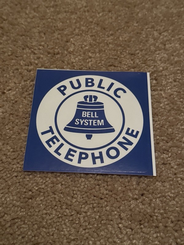 Public Telephone Bell System Sticker 3.15” Retro Vinyl Decal Vintage Sign