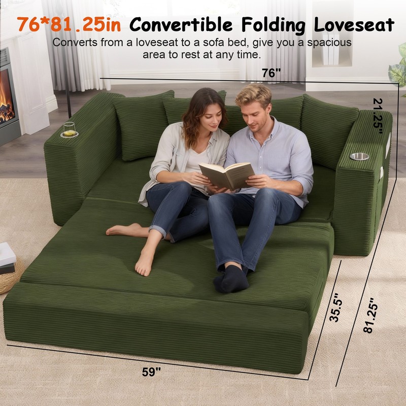 76IN Folding Convertible Sofa Bed gallery