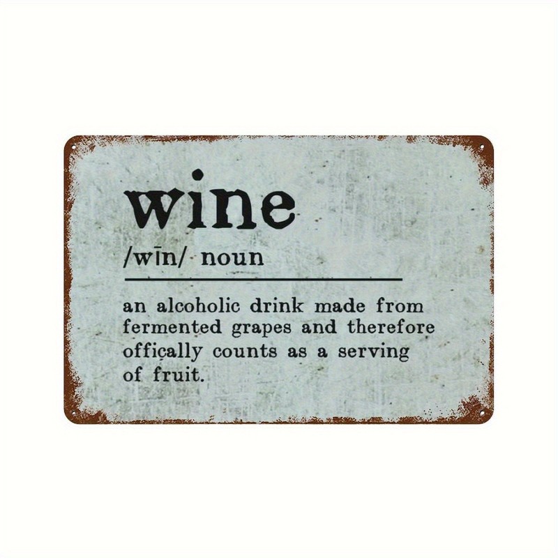 Wine Definition Metal Sign Funny Wine Lover Kitchen Bar Wall Hanging Decoration