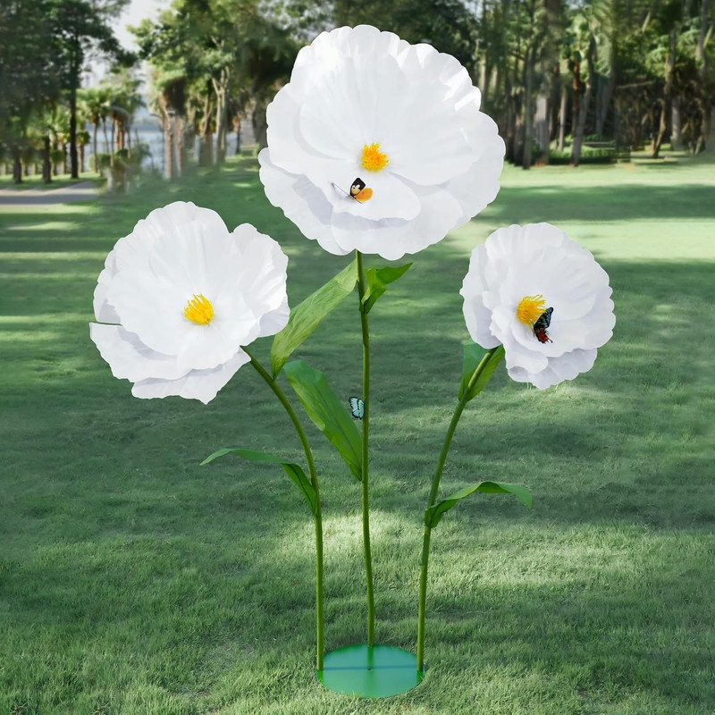 5.8 Ft Giant White Paper Poppy Flowers for Wedding & Home Decor