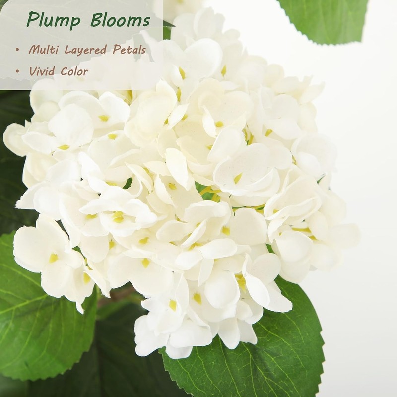 Bellacat 2ft Fake Hydrangea Bush Outdoor with White Flowers&Lifelike Leaves, gallery