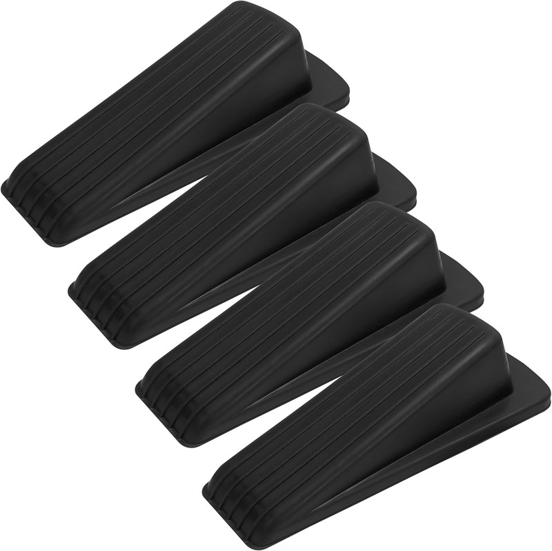 4pcs Heavy Duty Rubber Door Stopper Stay Wedge Stop Bottom Floor 4.8X1.3 Tall