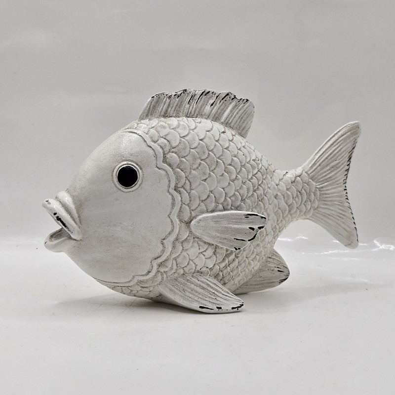 VTG Ceramic Resin White Rustic Fish Shelf Display Art Deco Nautical 6.5″L 4.5″H