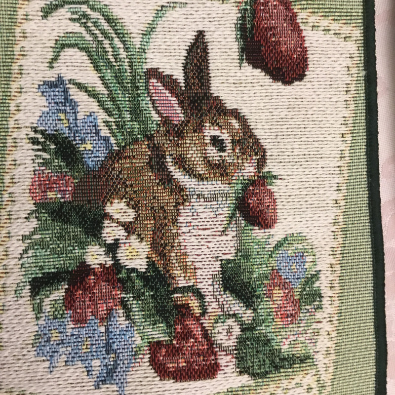 Linda Picken Busy Bunnies Rabbits Tapestry Wall Hanging USA Easter Spring 40" gallery