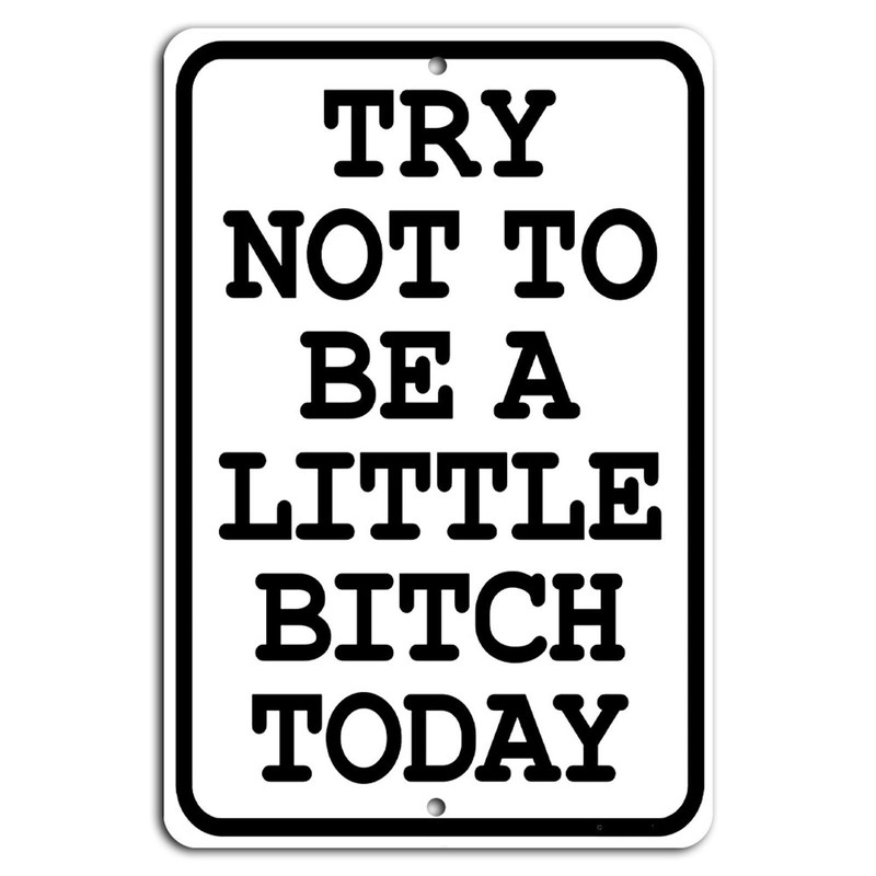 Funny Metal Sign BanginPrints Try Not To Be A Little Bitch Today Decor