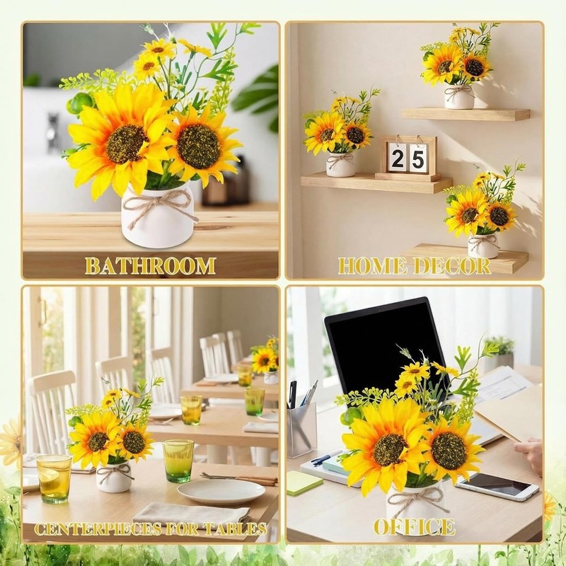 16 Pcs Sunflower Potted Plants Rustic Summer Spring Kitchen Wedding Table gallery