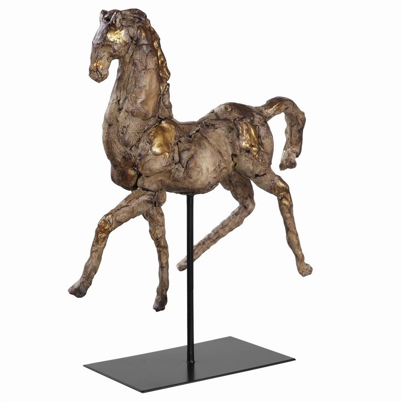 Caballo - 16.5 inch Dorado Horse Sculpture - 14 inches wide by 5.13 inches deep gallery