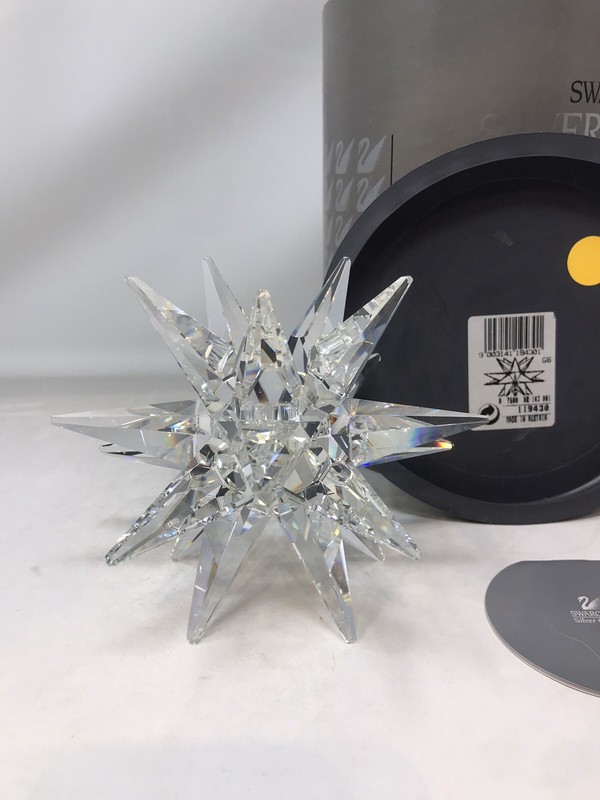 Swarovski Silver Crystal Medium Star Candle Holder 119430 Like new in Box