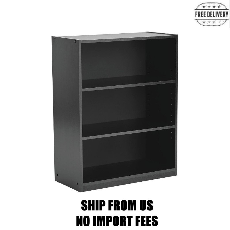 Mainstays 3-Shelf Bookcase with Adjustable Shelves, True Black Oak