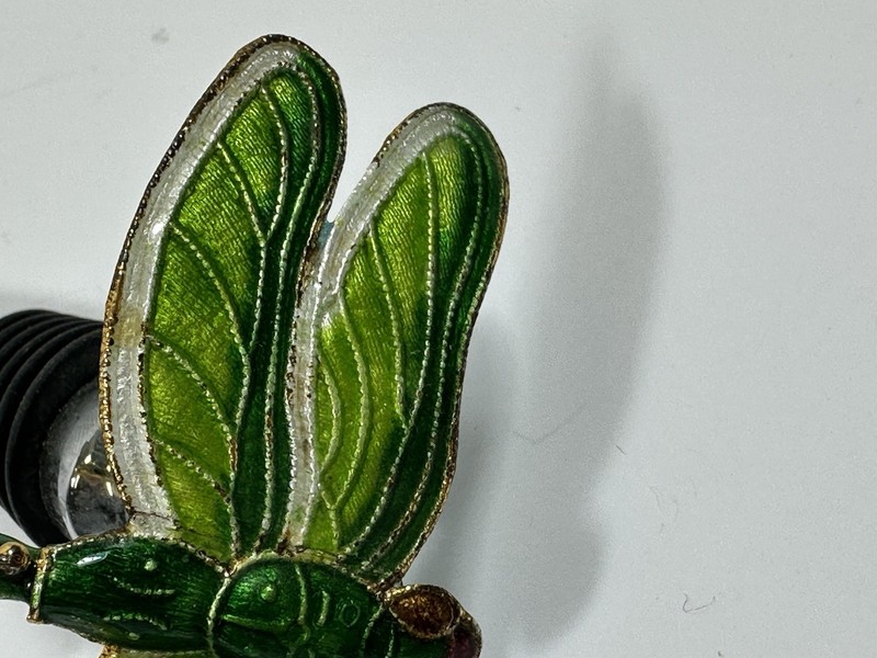 Pier 1? Cloisonne Enamel Over Metal Dragonfly Wine Bottle Stopper Plug Green gallery
