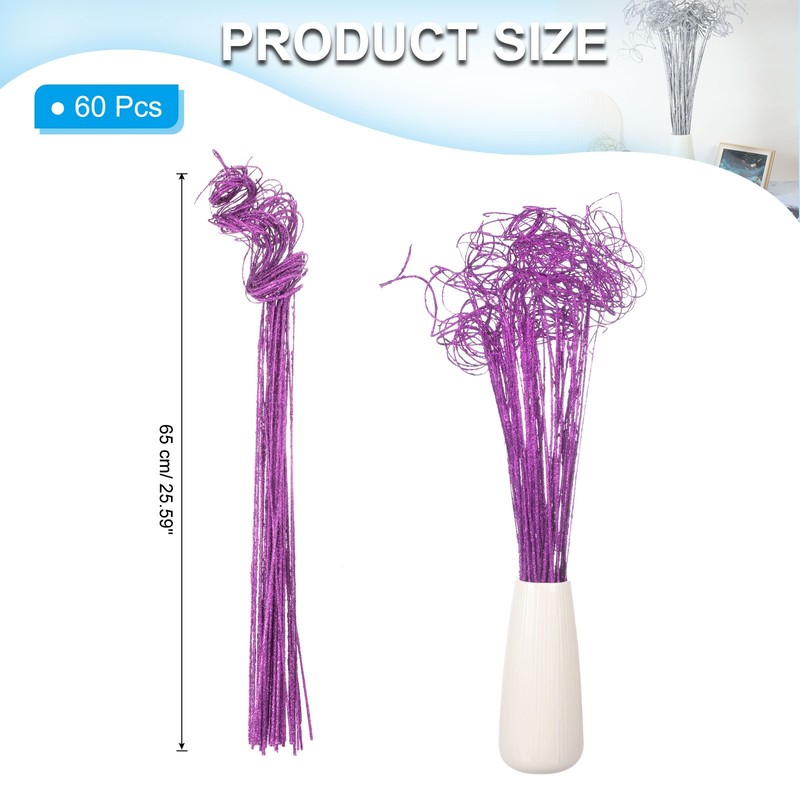 60 Pcs Glitter Dried Curly Willow Branches Natural Branches Twigs, Purple gallery