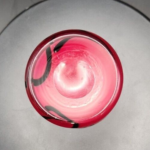 Hand-Blown Red and Black Glass Vase: Perfect for Flowers gallery