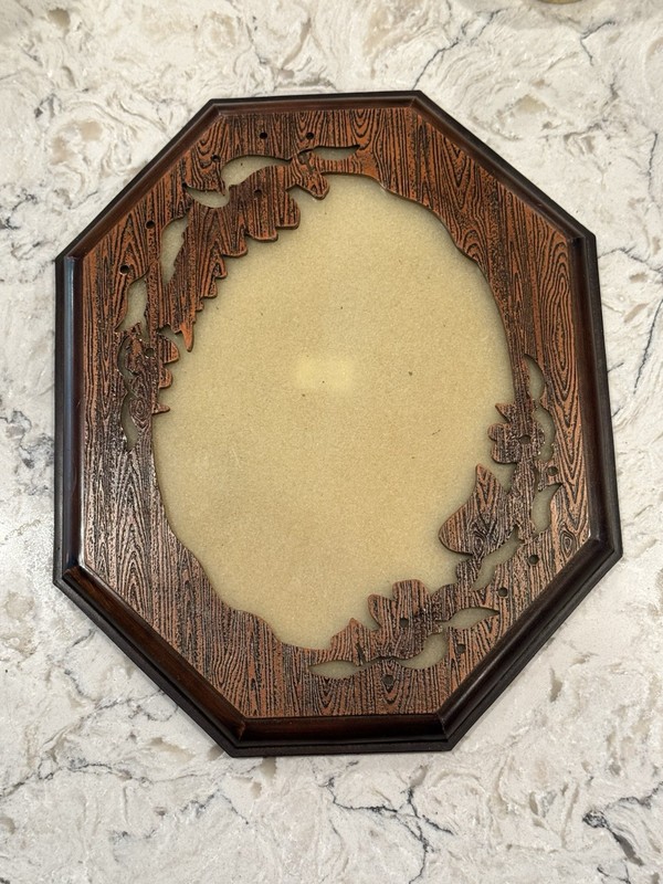 Vintage Octagon Wood Frame Plaque Rustic Farmhouse Cottagecore Wall Decor 1990s