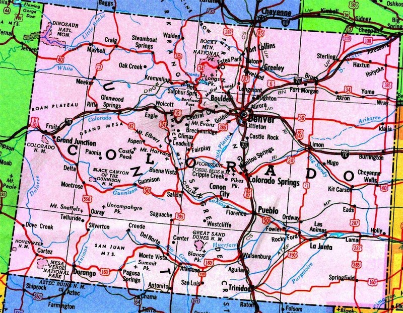 COLORADO STATE MAP GLOSSY POSTER PICTURE PHOTO roads cities capital denver 750