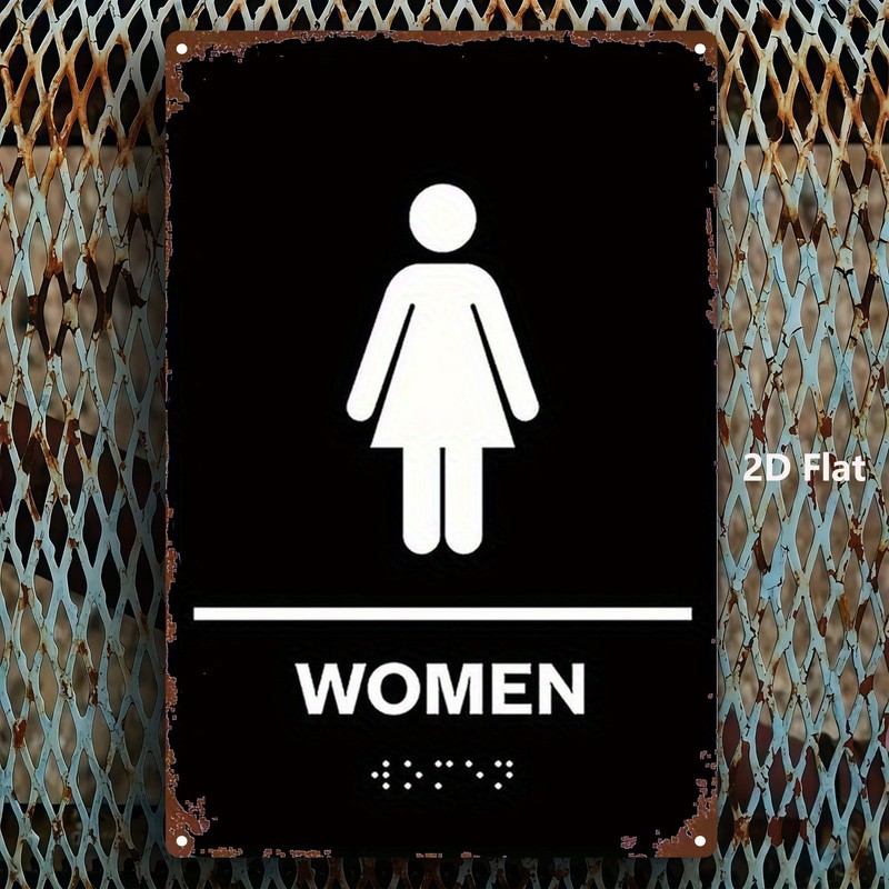 Women's Restroom Sign 8x12 Inch Black & White Iron gallery