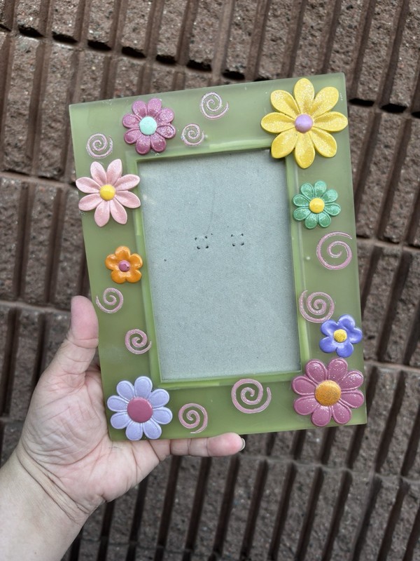 Y2K Dopamine Photo Frame Pastel Flowers Girl Power 5×7 Sparkles