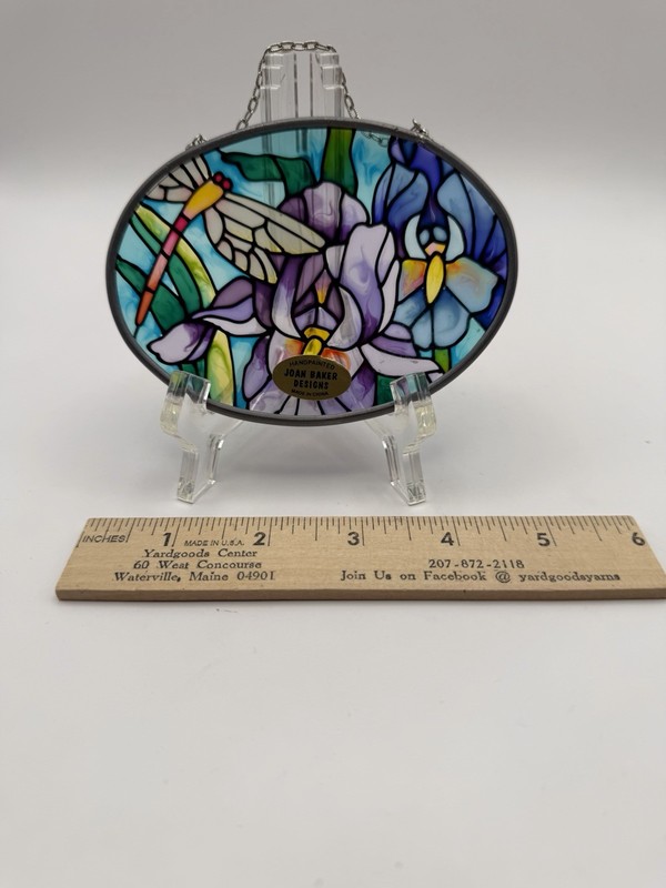 Vintage 1994 Joan Baker Glass Hand Painted Dragonfly Suncatcher Original Pkg gallery