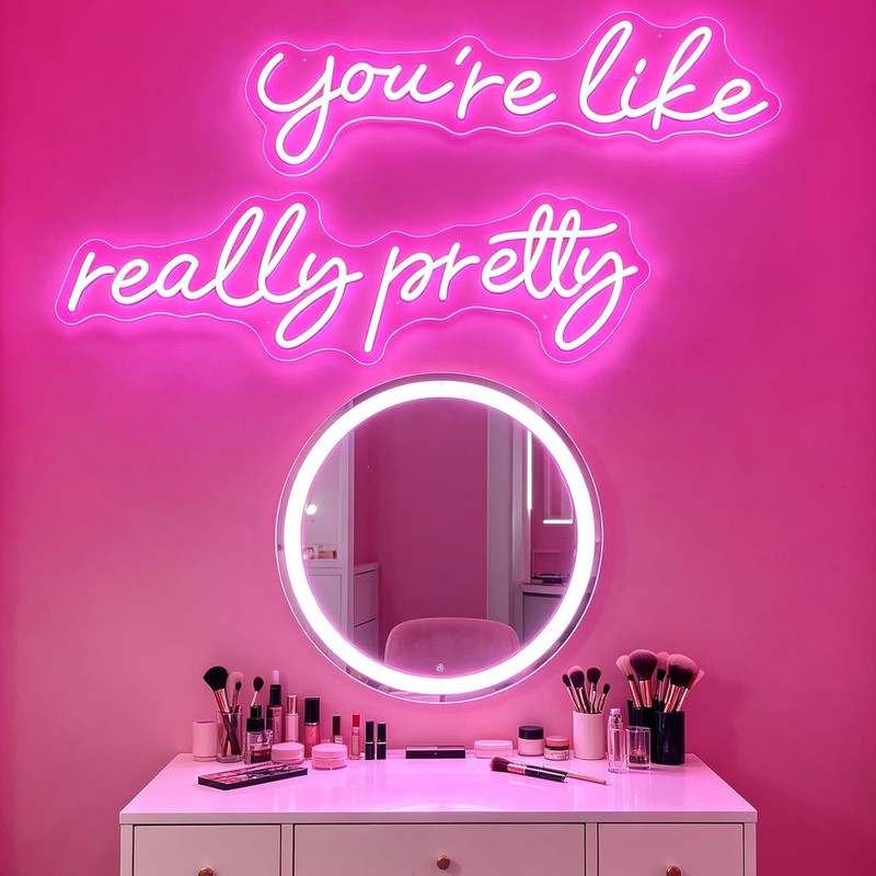 You'Re like Really Pretty Neon Signs for Wall Decor, 56.34 Inches Pink Light up gallery