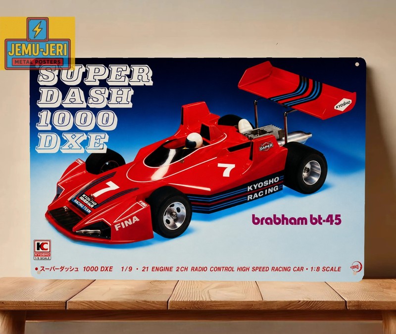 Kyosho Super Dash 1000 DXE Brabham BT-45 RC Metal Poster Vintage Box Art 20x30cm