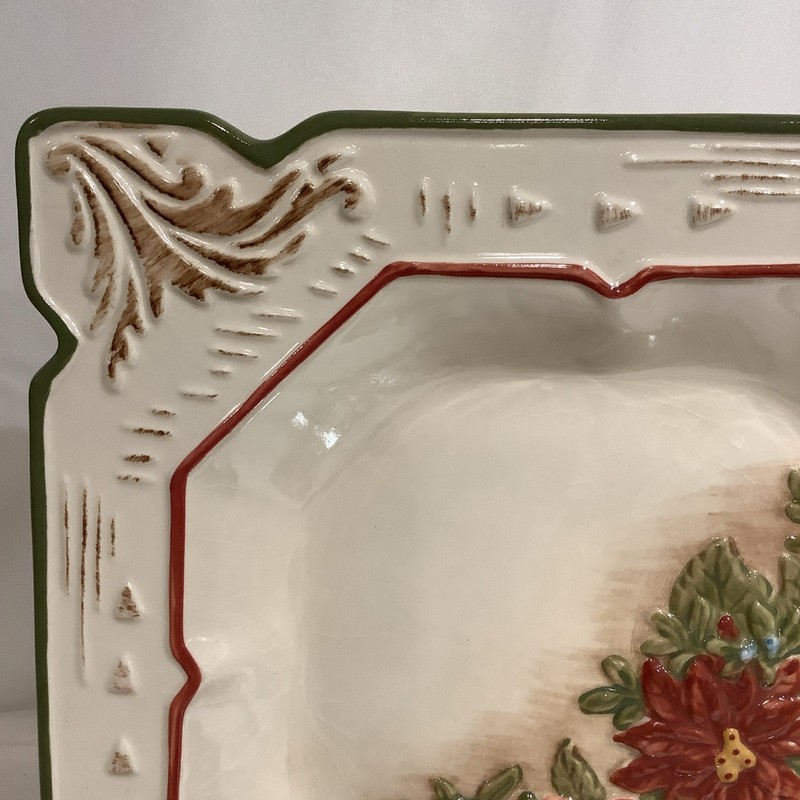 MWW Manual Woodworkers Market Poinsettia Berries Square Plate 11-3/8” Square gallery