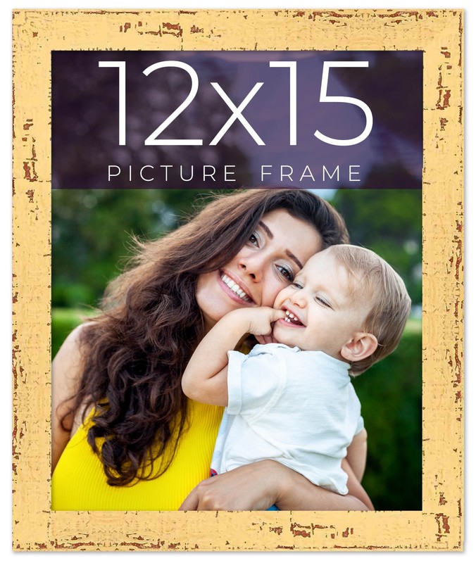 12×15 Frame Yellow Real Wood Picture Frame Width 1.25 inches | Interior Frame De