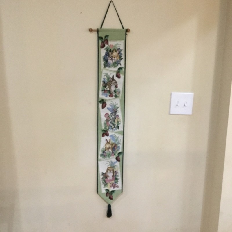 Linda Picken Busy Bunnies Rabbits Tapestry Wall Hanging USA Easter Spring 40" gallery