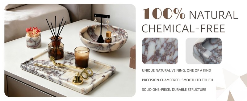 Luxury Natural Oval Marble Tray – 11.8 x 5.9-Inch Calacatta Viola Stone gallery