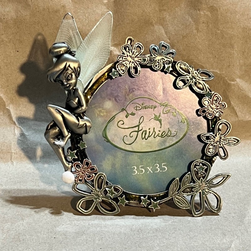 Disney 3.5×3.5 Picture Frame Silver Tinker Bell Fairies Floral Pewter Tone Artco
